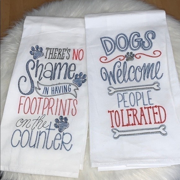 SET OF 2 EMBROIDERED FLOUR SACK TOWELS FOR PET OWNERS CUTE AND HUMOROUS DESIGNS! - Picture 3 of 5
